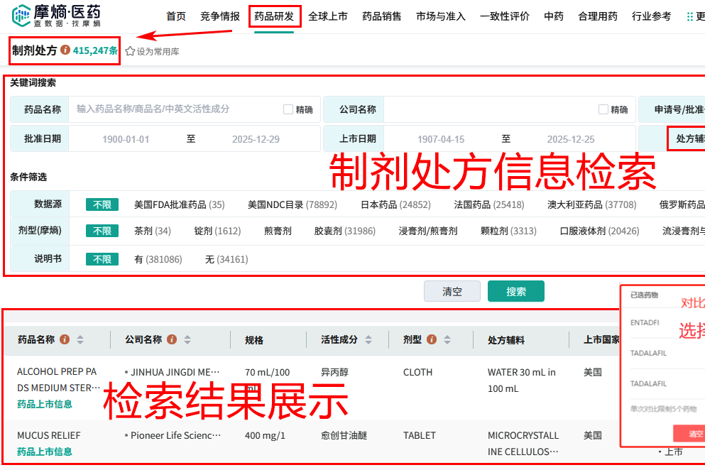 药品制剂处方数据库【制剂处方研究必备工具】