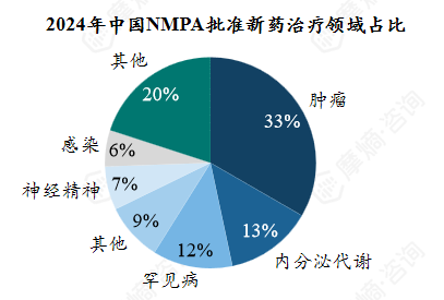 2024年中国NMPA批准新药治疗领域占比