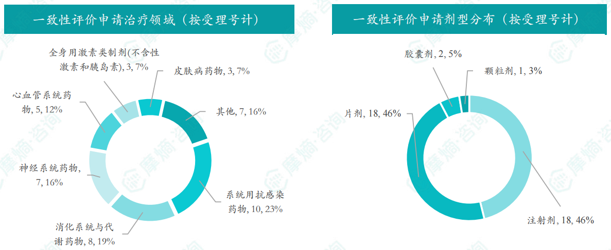 2025年12月一致性评价申请治疗领域/剂型分布（按受理号计）
